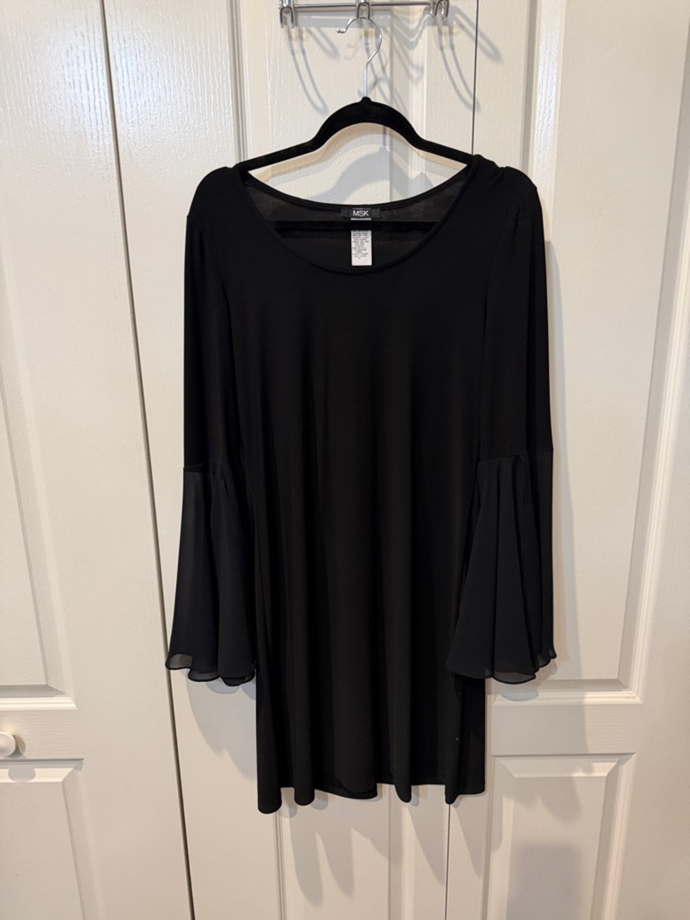 MSK Black Flared Bell Sleeve Tunic Dress Sz Med